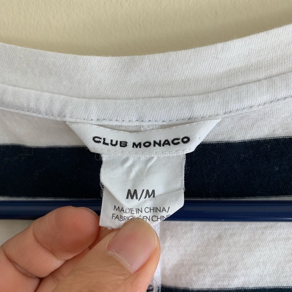 Club Monaco v-neck striped high low t-shirt - Picture 3 of 5